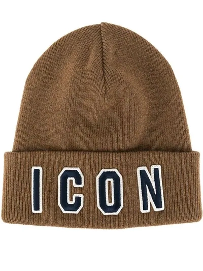 Shop Dsquared2 Icon Beanie - Brown