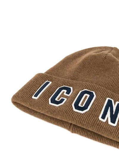 Shop Dsquared2 Icon Beanie - Brown