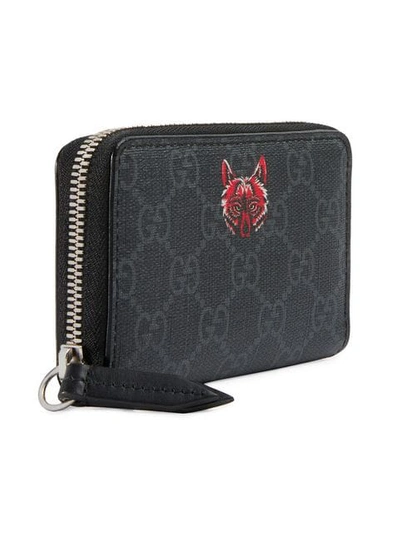 Shop Gucci Wolf Gg Supreme Card Case In Black