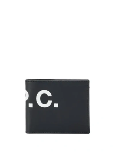 Shop Apc Branded Bifold Wallet In Black