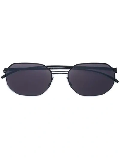 Shop Mykita Oval Frame Sunglasses In Black