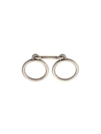 Shop M Cohen Linked Double Ring In Metallic