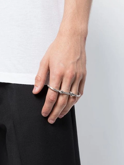 Shop M Cohen Linked Double Ring In Metallic