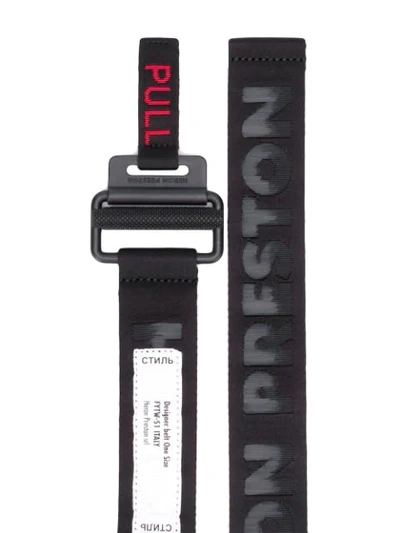 Shop Heron Preston Logo Print Tape Belt In Black