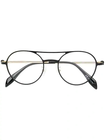 Shop Alexander Mcqueen Eyewear Round Glasses - Black
