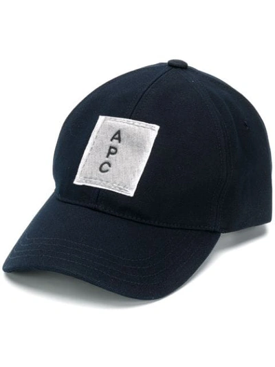 Shop A.p.c. Logo Patch Baseball Cap In Blue