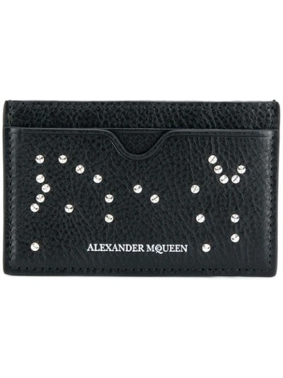 Shop Alexander Mcqueen Studded Skull Card Holder - Black