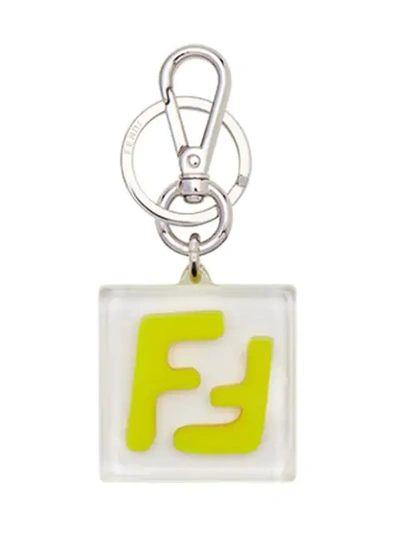 Shop Fendi Square Logo Key Ring In Silver