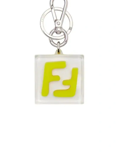 Shop Fendi Square Logo Key Ring In Silver