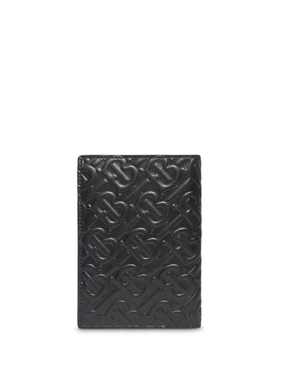 Shop Burberry Monogram Leather Passport Holder In Black