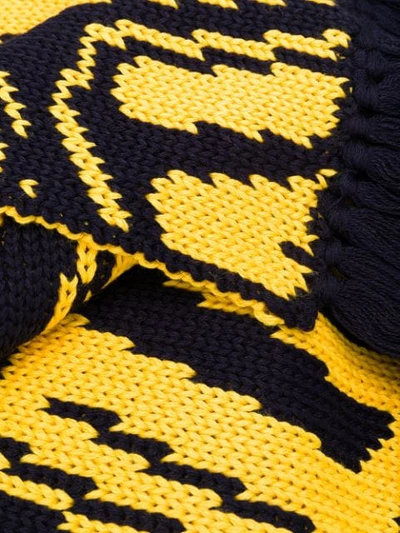 Shop Msgm Logo Oversized Scarf In Yellow