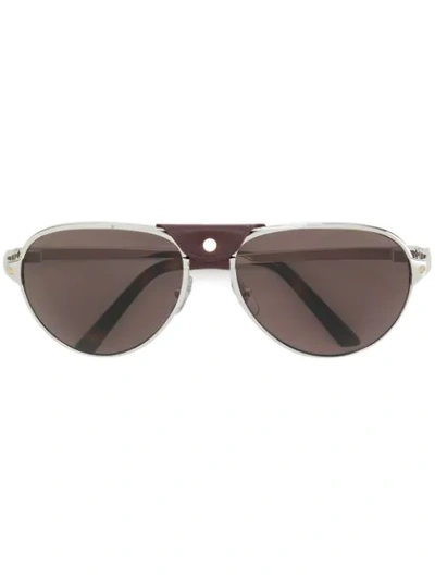 Shop Cartier Santos Pilot Frame Sunglasses In Brown