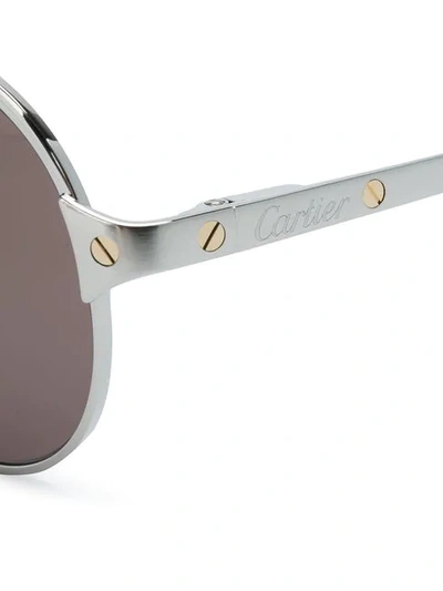 Shop Cartier Santos Pilot Frame Sunglasses In Brown