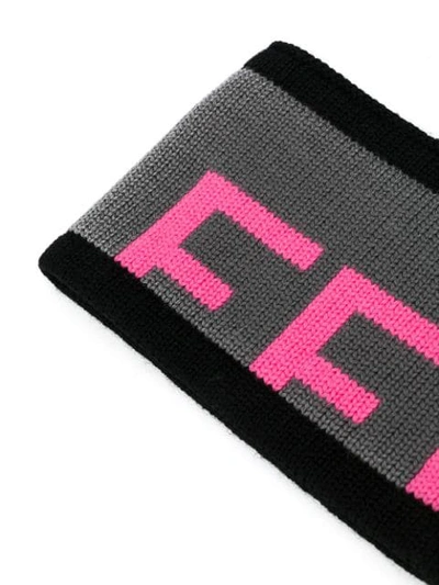 Shop Fendi Logo Knit Headband In Grey