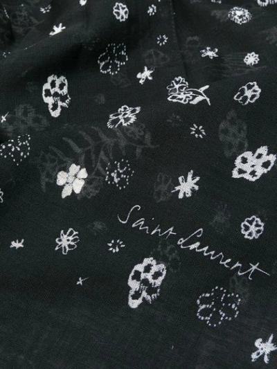 Shop Saint Laurent Floral Print Scarf In Black