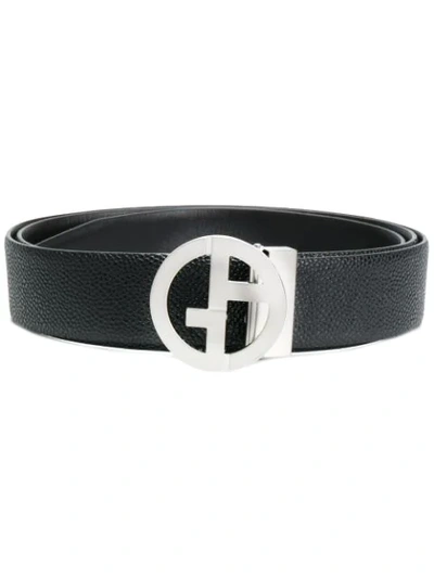 Shop Giorgio Armani Monogram Classic Belt - Black