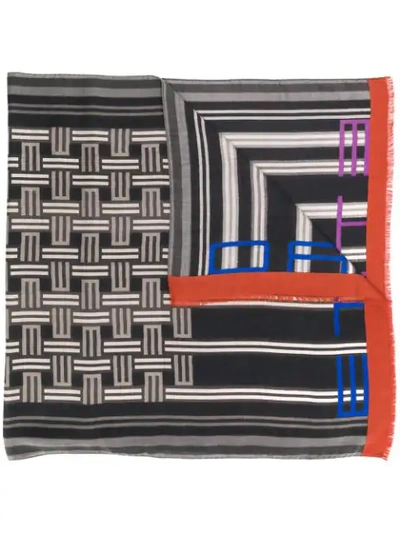 Shop Etro Logo Embroidered Scarf In Black