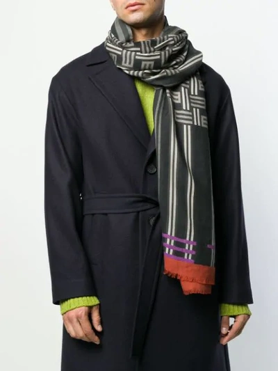Shop Etro Logo Embroidered Scarf In Black