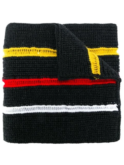 Shop Maison Margiela Loose Knit Trim Scarf - Black