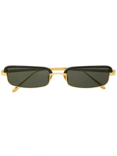 Shop Linda Farrow Rectangle Shape Sunglasses In Gold