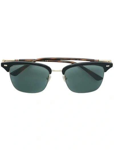 Shop Gucci Clubmaster Style Sunglasses In Black