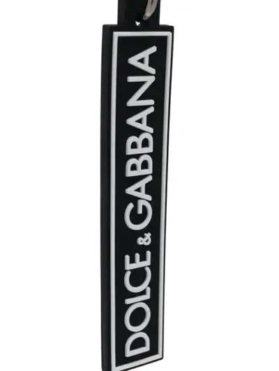Shop Dolce & Gabbana Rubberized Logo Keyring In Black