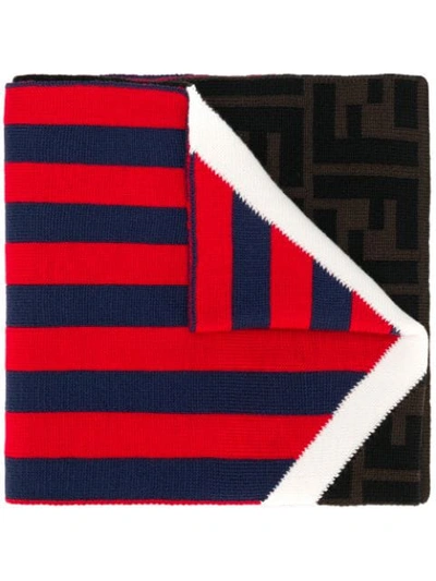 Shop Fendi Ff Knitted Logo Scarf In Red