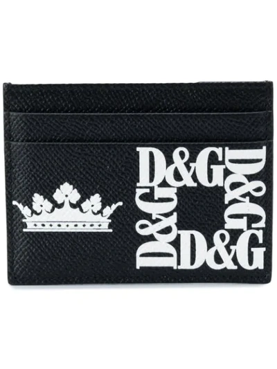Shop Dolce & Gabbana Printed Logo Cardholder In Black