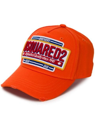 Shop Dsquared2 Logo Patch Baseball Cap In Orange