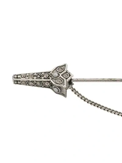 Shop Alexander Mcqueen Crystal Embellished Pin In 7523 Metal