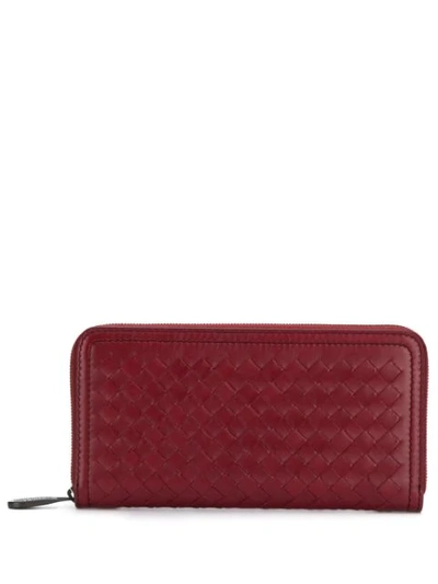 Shop Bottega Veneta Rectangular Woven Wallet In Red