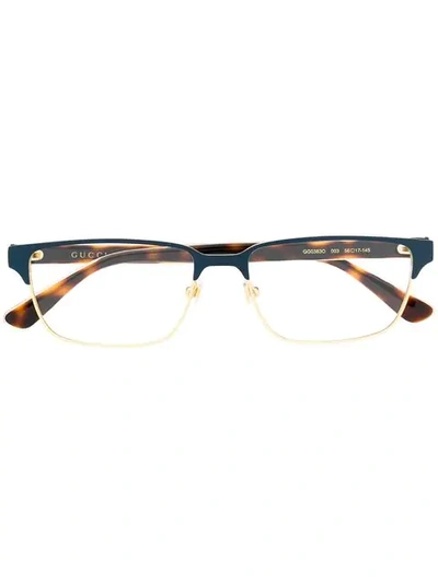 Shop Gucci Eyewear Rectangle Frame Glasses - Blue