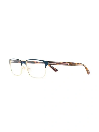 Shop Gucci Eyewear Rectangle Frame Glasses - Blue