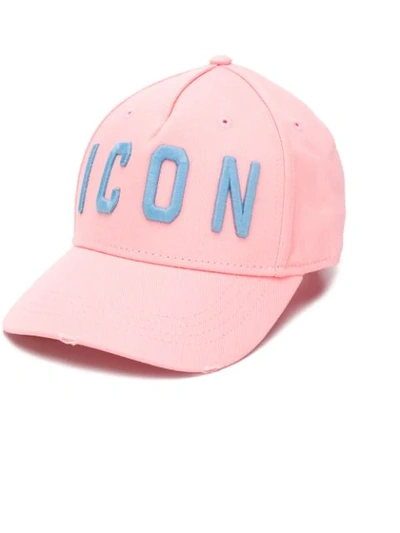 Shop Dsquared2 Icon Embroidered Baseball Cap In Pink
