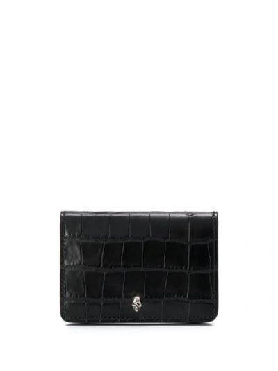 Shop Alexander Mcqueen Croc Embossed Cardholder In Black