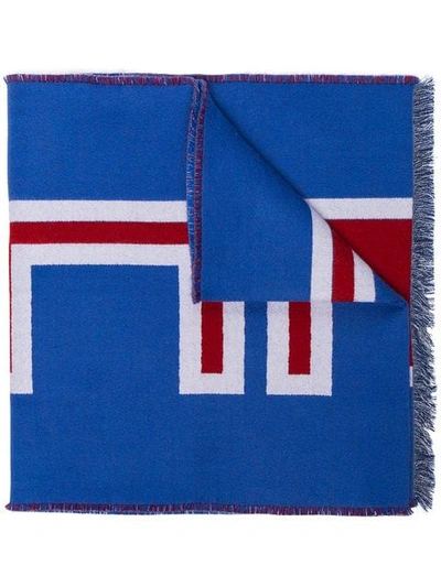 Shop Gucci Royal Blue Heron Wool Scarf