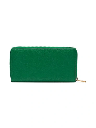 Shop Gucci Green Logo Leather Zip Around Wallet In 8830 Green