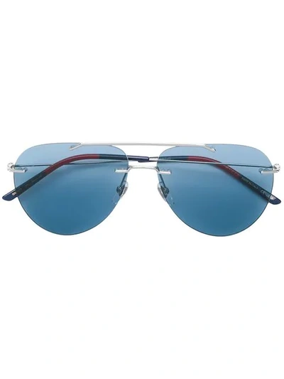 Shop Gucci Aviator Frame Sunglasses In Blue