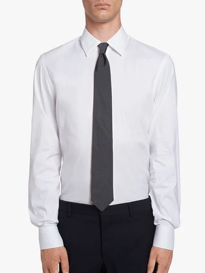 Shop Prada Micro-faille Tie In Grey
