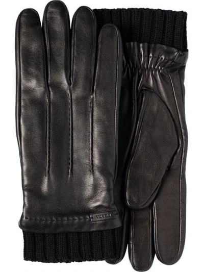 Shop Prada Leather Gloves In Black