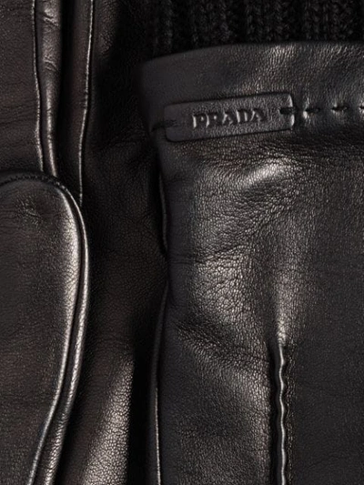 Shop Prada Leather Gloves In Black