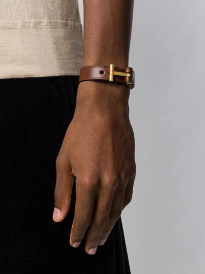 Shop Tom Ford T Detailed Bracelet In Brown