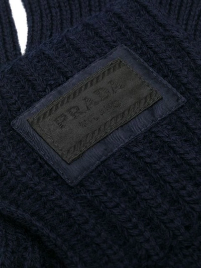 Shop Prada Knitted Gloves - Blue