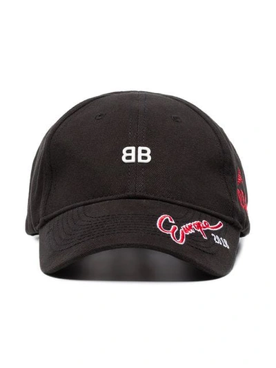 Balenciaga Black Bb Europe Embroidered Cap In 1074 Blk/or | ModeSens