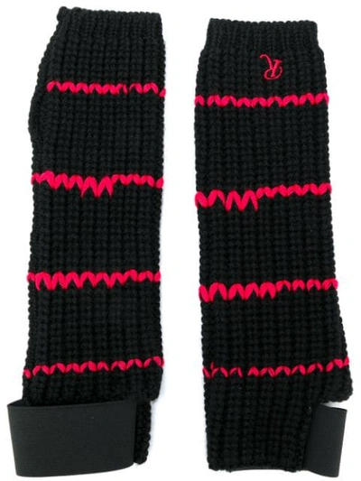 Shop Raf Simons Contrast Knitted Gloves In Black