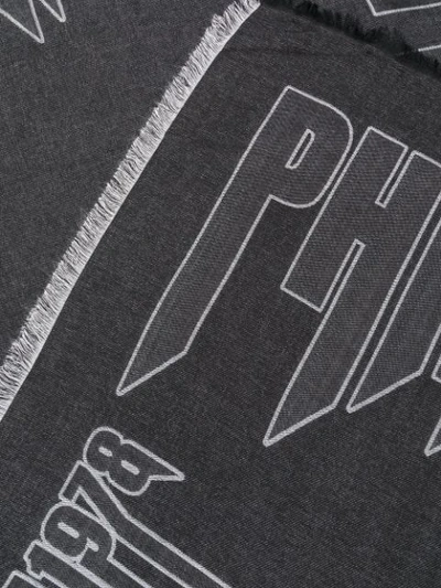 Shop Philipp Plein Logo Print Scarf - Black