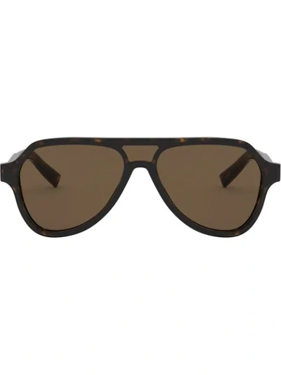Shop Dolce & Gabbana Aviator Sunglasses In Brown