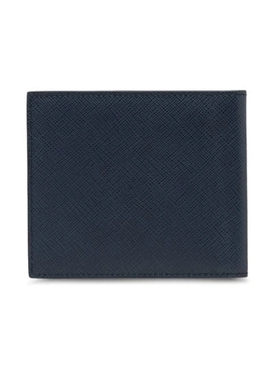 Shop Prada Saffiano Wallet In Blue