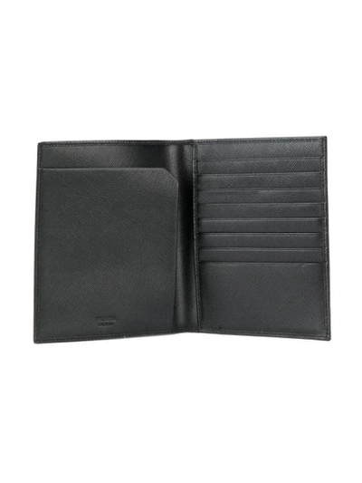 Shop Prada Logo Bifold Wallet - Black
