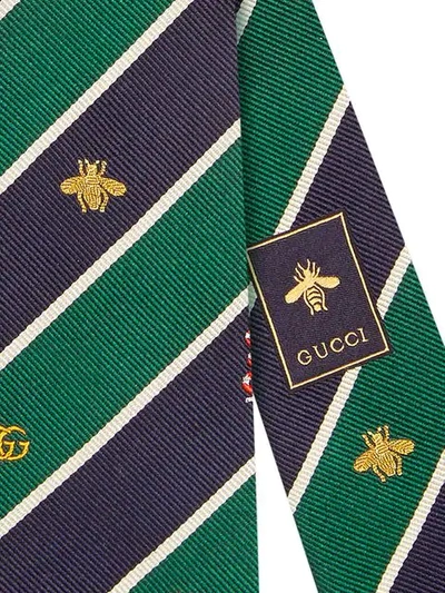 Shop Gucci Symbols Motif Silk Tie In Green